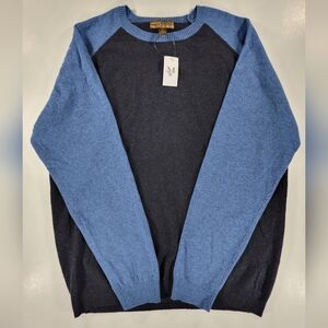 NEW Vintage 90s Style Pronto Uomo Blue Colorblock Sweater Mens XL Wool Blend NWT